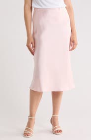 Renee C Solid Satin Midi Skirt