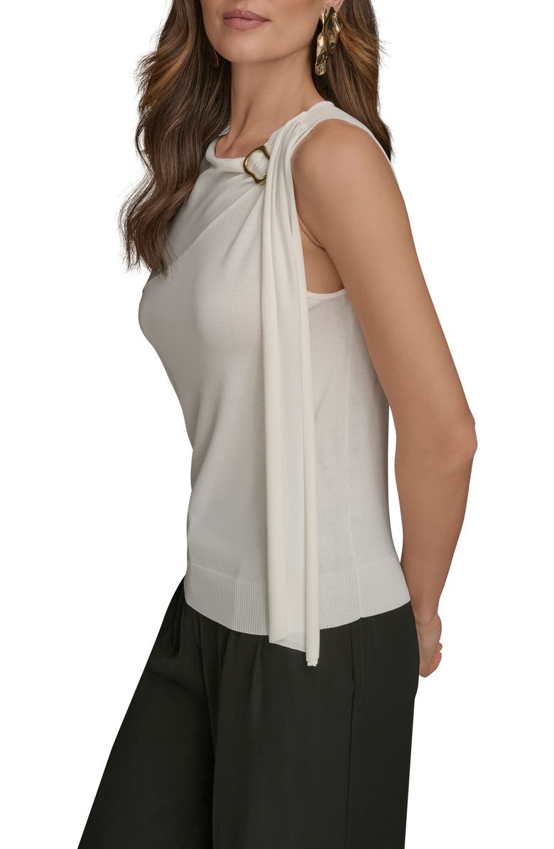Donna Karan New York Mixed Media Sweater Tank, Alternate, color, Cream