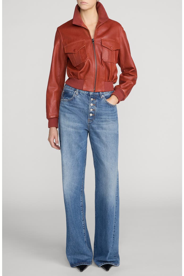 Ace Leather Jacket, Alternate, color, PAPRIKA