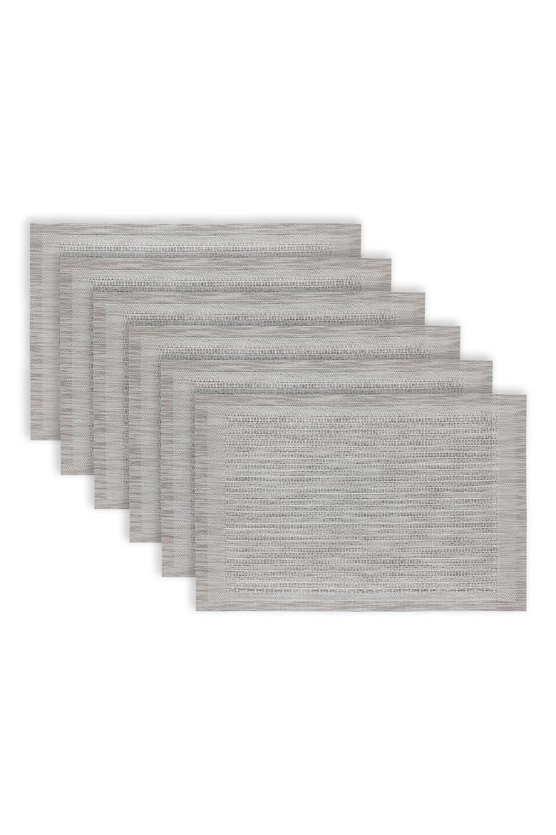 Set of 6 Vinyl Placemats, Alternate, color, BORDER DESIGN SILVER