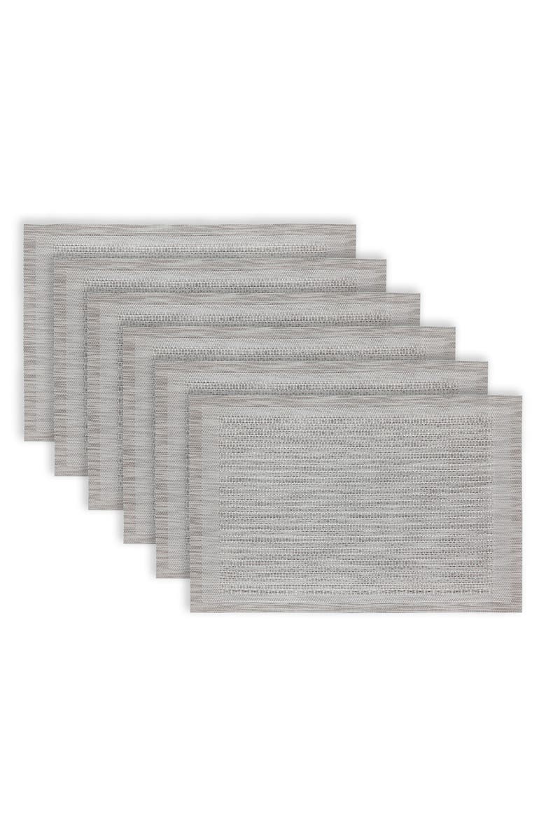 DAINTY HOME Set of 6 Vinyl Placemats, Alternate, color, Border Design Silver