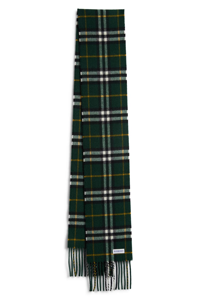 Medium Check Cashmere Scarf, Main, color, DARK FERN GREEN