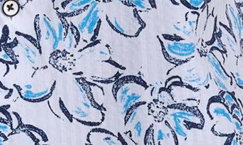 Studio Garnet Los Angeles Azure Bloom Short Sleeve Cotton Seersucker Button-up Shirt In Blue