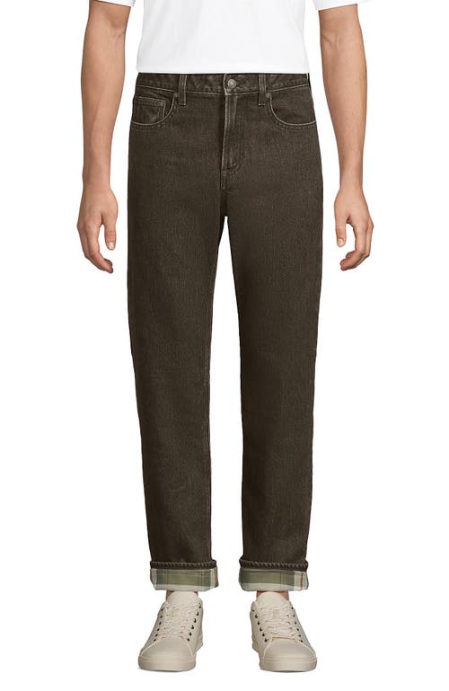 Lands' End Stretch Comfort Waist Classic Fit Flannel Lined Jean In Brown