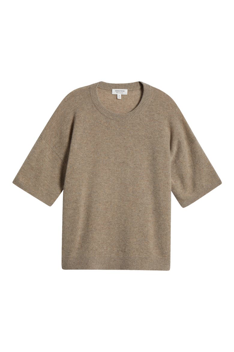 Short Sleeve Cashmere Sweater, Alternate, color, BEIGE BLISS