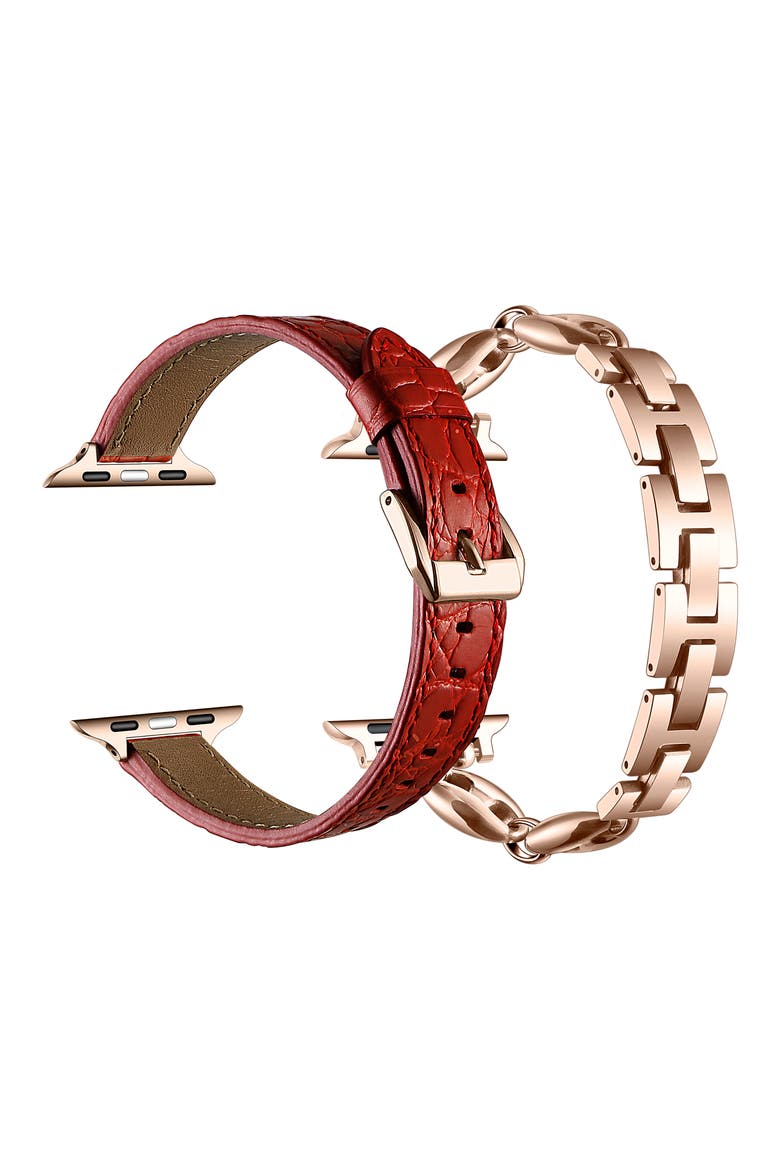 Cleo Poppy 2-Pack Apple Watch® Watchbands, Alternate, color, ROSE GOLD