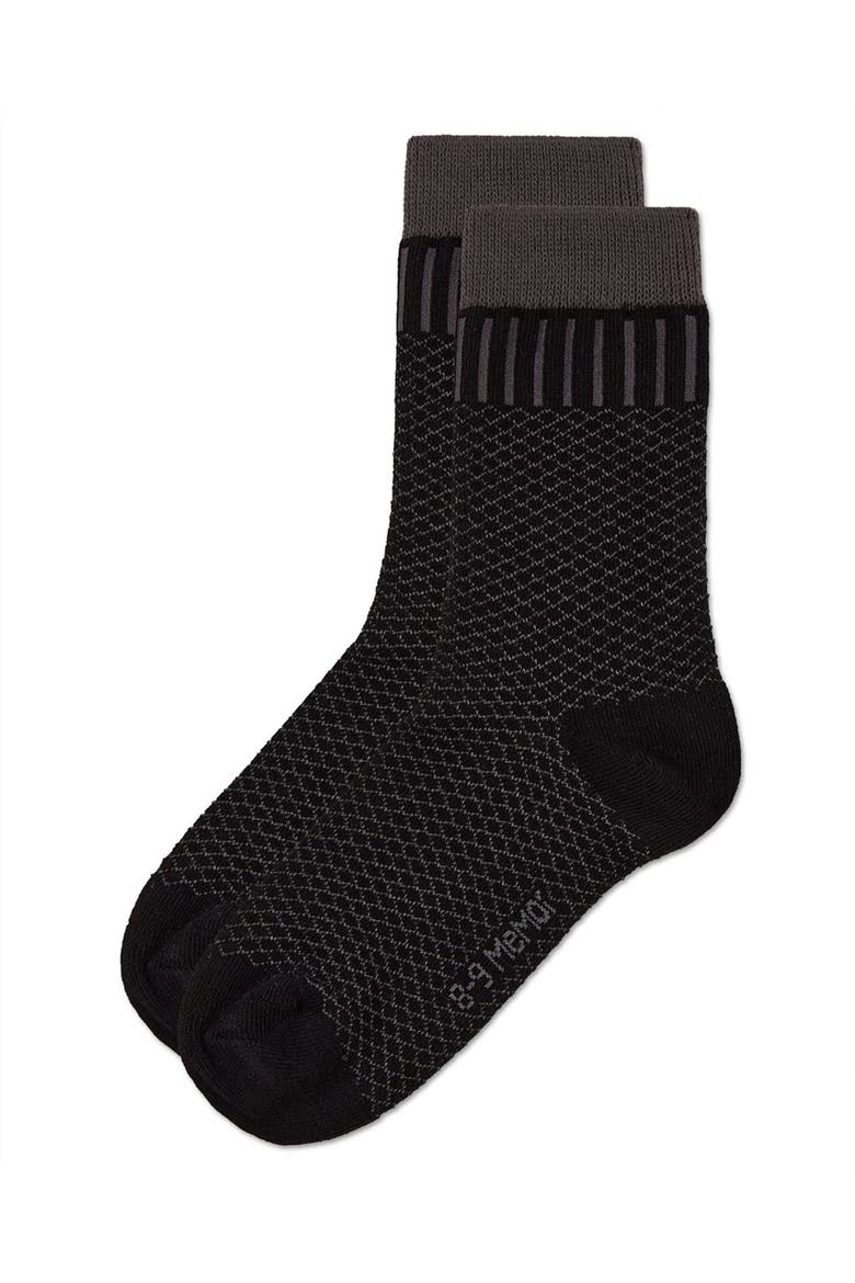 Geometric-Pattern Crew Sock, Alternate, color, Black