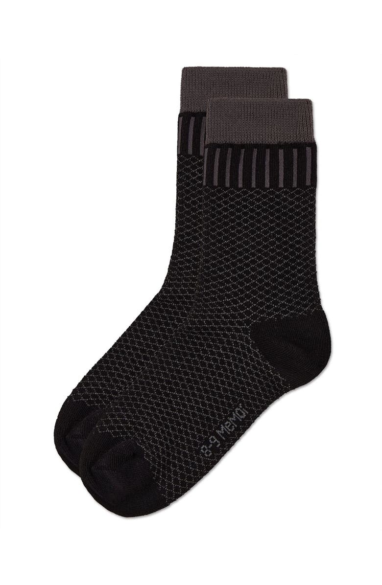 MeMoi Geometric-Pattern Crew Sock, Alternate, color, Black