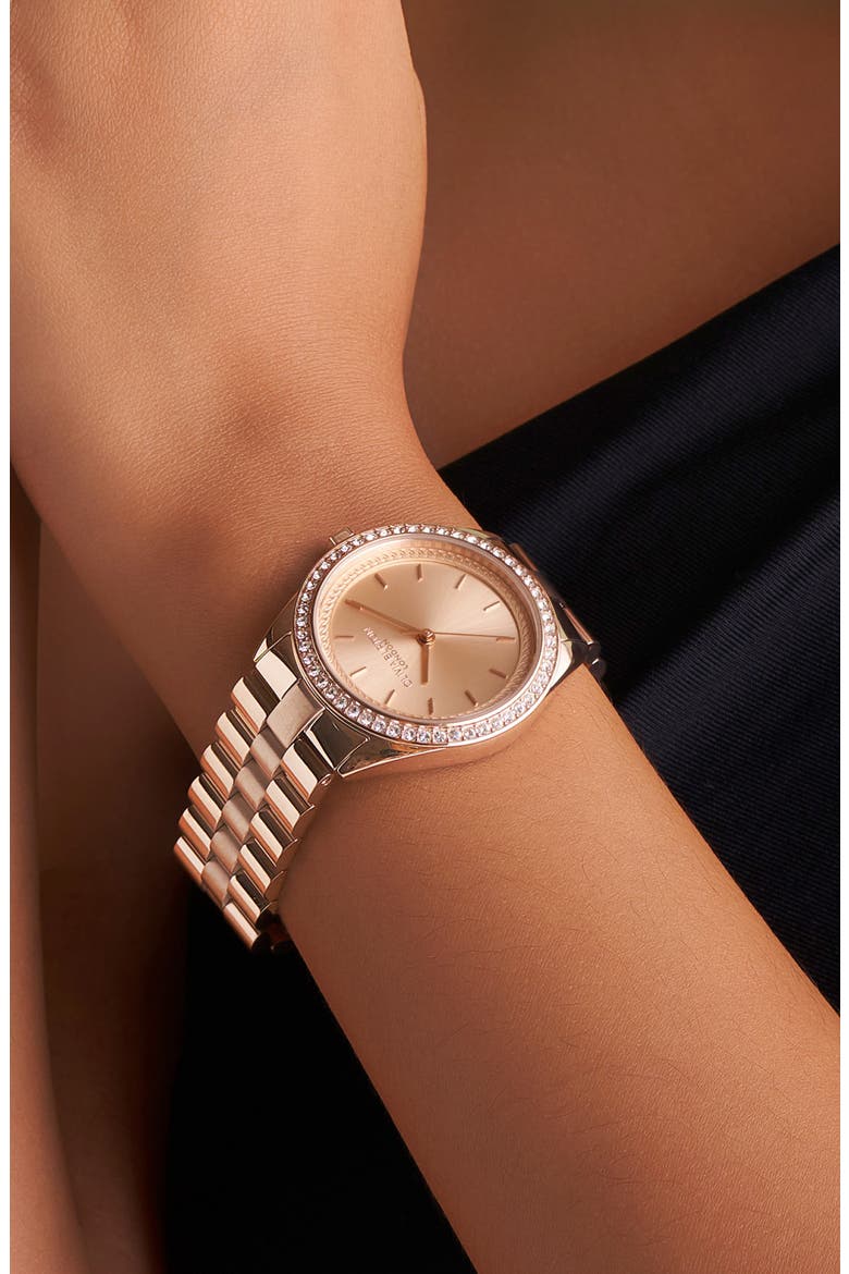 Bejewelled Bracelet Watch, 34mm, Alternate, color, ROSE GOLD