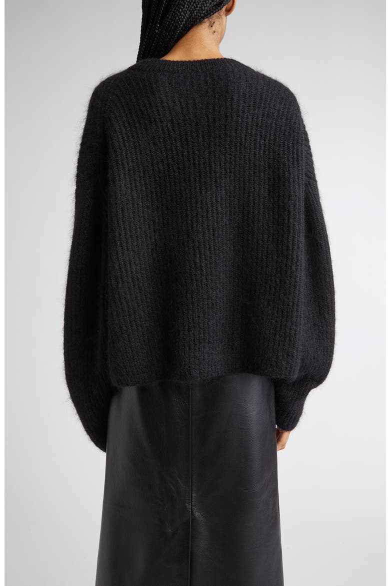 Mohair & Wool Blend Rib Sweater, Alternate, color, BLACK