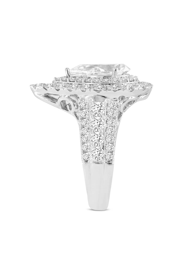 Augusta 14K White Gold Pear Lab Grown Diamond Halo Engagement Ring - 4.65 Ct, Alternate, color, 14K White Gold