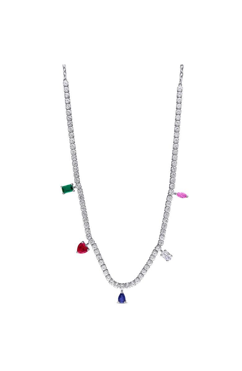 Julianna B. Multi Lab-Created Gemstone Charm Necklace, Main, color, Sterling Silver