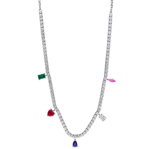 Multi Lab-Created Gemstone Charm Necklace