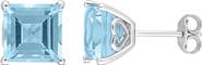 DELMAR Square Cut Sky Blue Topaz Stud Earrings