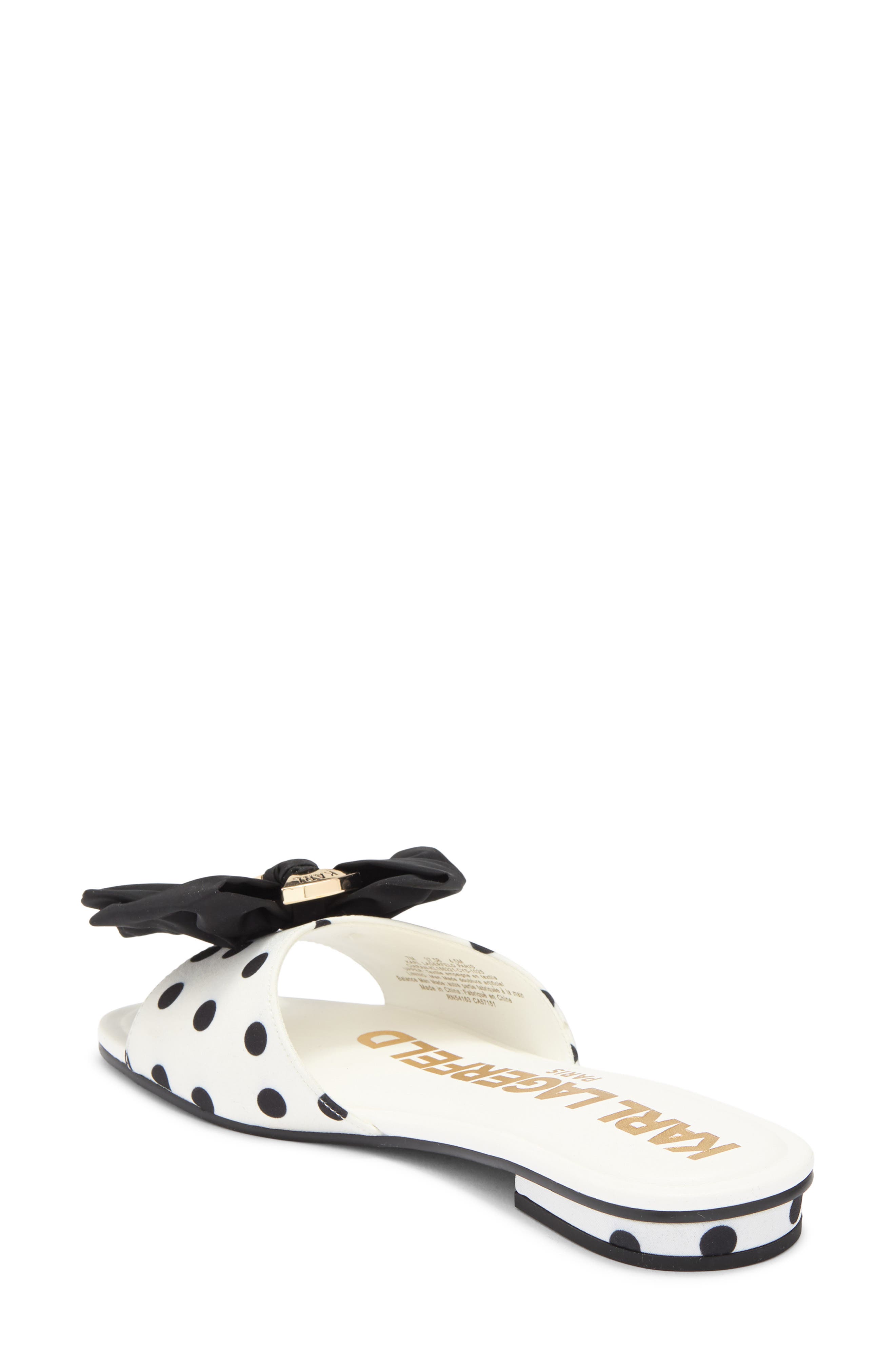 KARL LAGERFELD PARIS Ciaran Bow Slide Sandal, Alternate, color, White/ Black