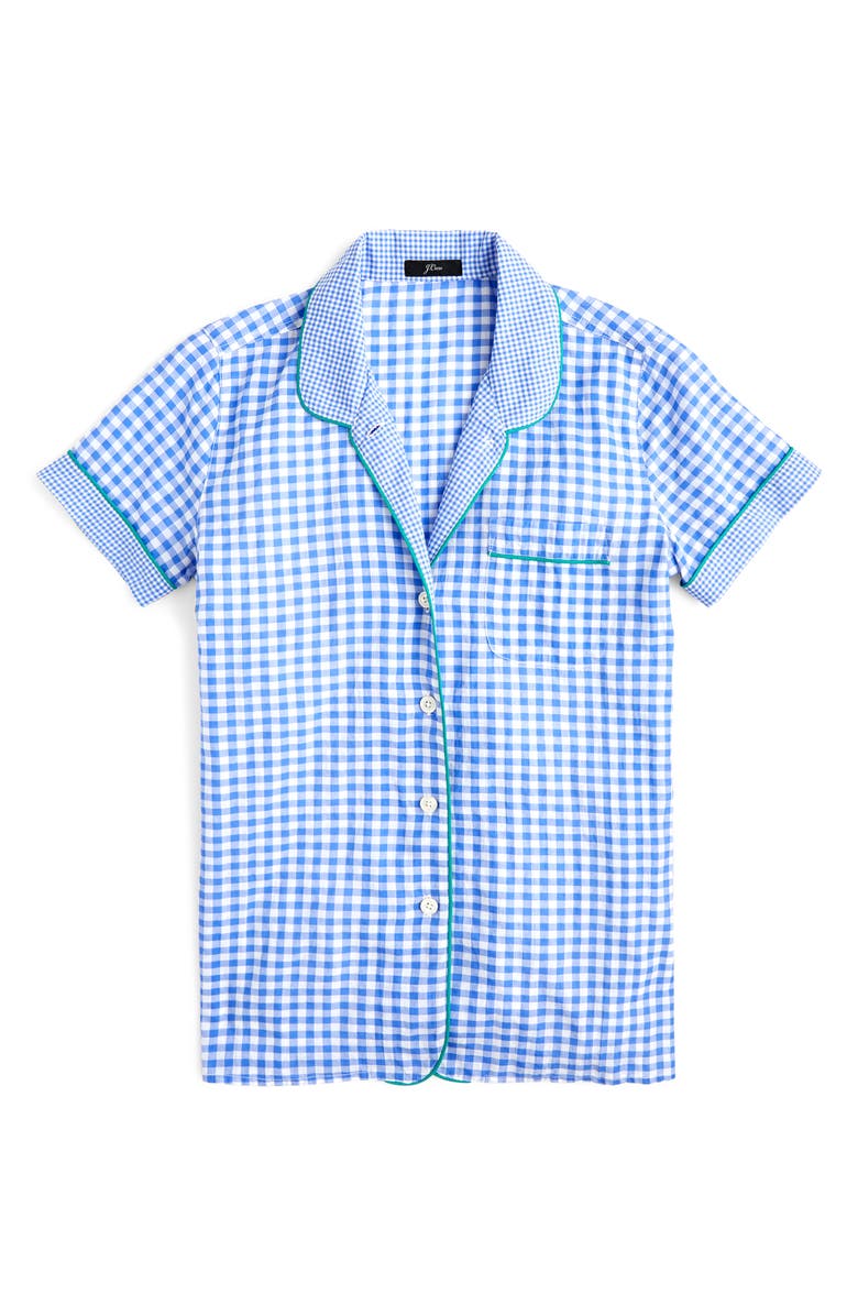 J.Crew Mixed Gingham Cotton Pajama Top, Main, color, 