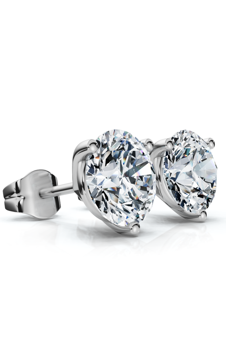 1.50Ct TW Round Diamond Martini Studs 3-Prong 14k Gold Lab Grown, Alternate, color, 14k White Gold