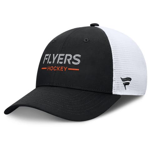 Men's Fanatics Black/White Philadelphia Flyers Authentic Pro Rink Lockup Adjustable Trucker Hat