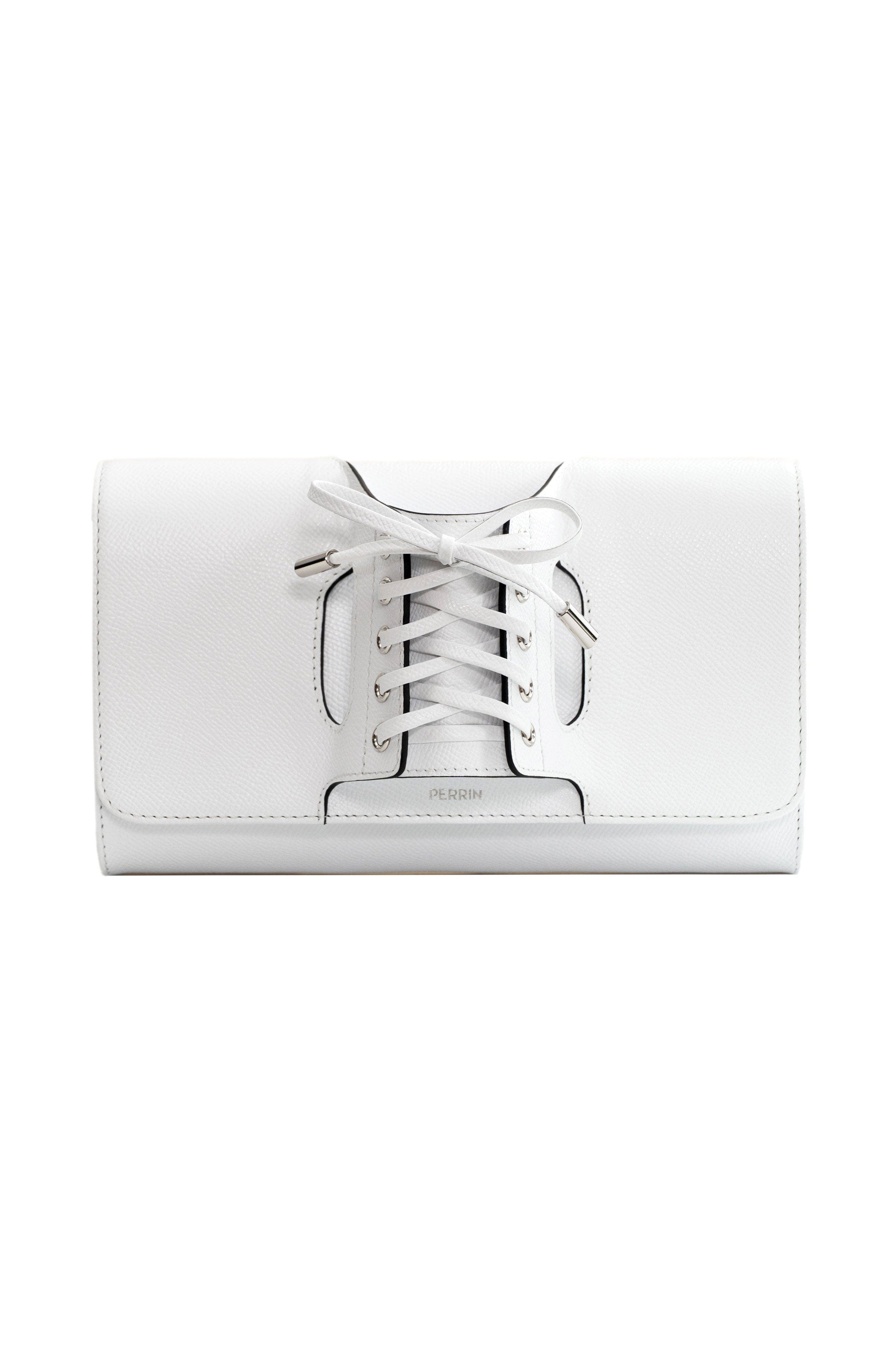 PERRIN PARIS La Corsette Clutch Classic, Main, color, White / Black
