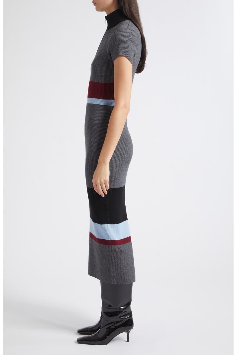 Dasha Mock Neck Rib Maxi Dress, Alternate, color, SKY/ OXBLOOD MULTI