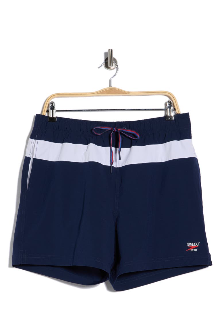 Colorblock Volley Swim Trunks, Alternate, color, NAVY