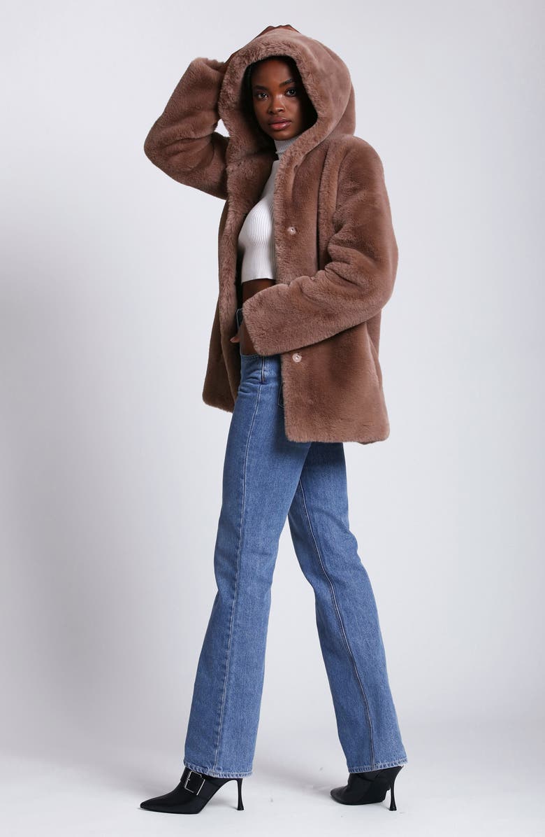 Avec Les Filles Faux Fur Hooded Coat, Alternate, color, 