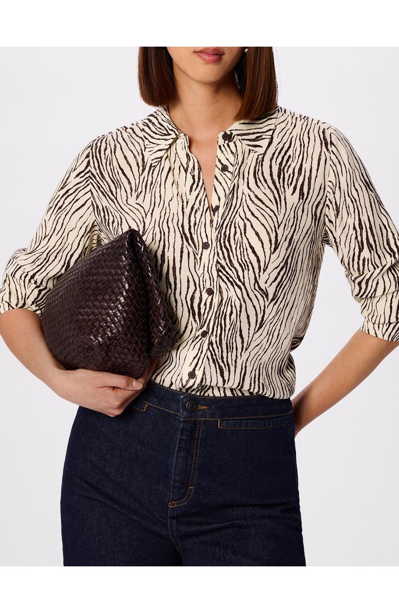 Whistles Zebra Button Through Shirt, Alternate, color, Brown/Multi