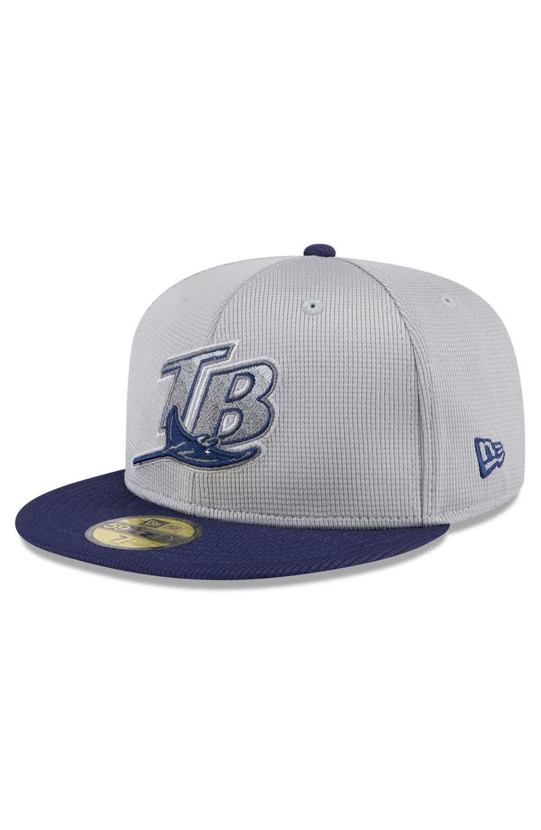 New Era Men's New Era Gray/Navy Tampa Bay Rays 2025 Batting Practice 59FIFTY Fitted Hat, Main, color, Gray