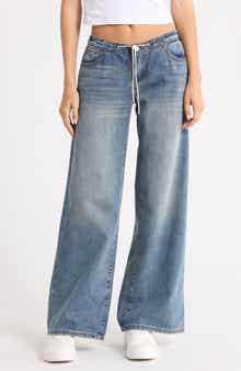 Low Rise Drawstring Wide Leg Jeans
