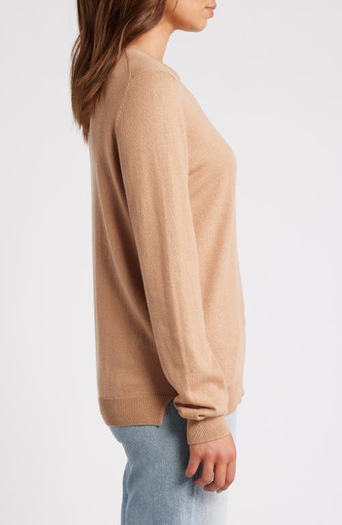 Shop Caslon ® Cotton & Cashmere Crewneck Sweater In Camel