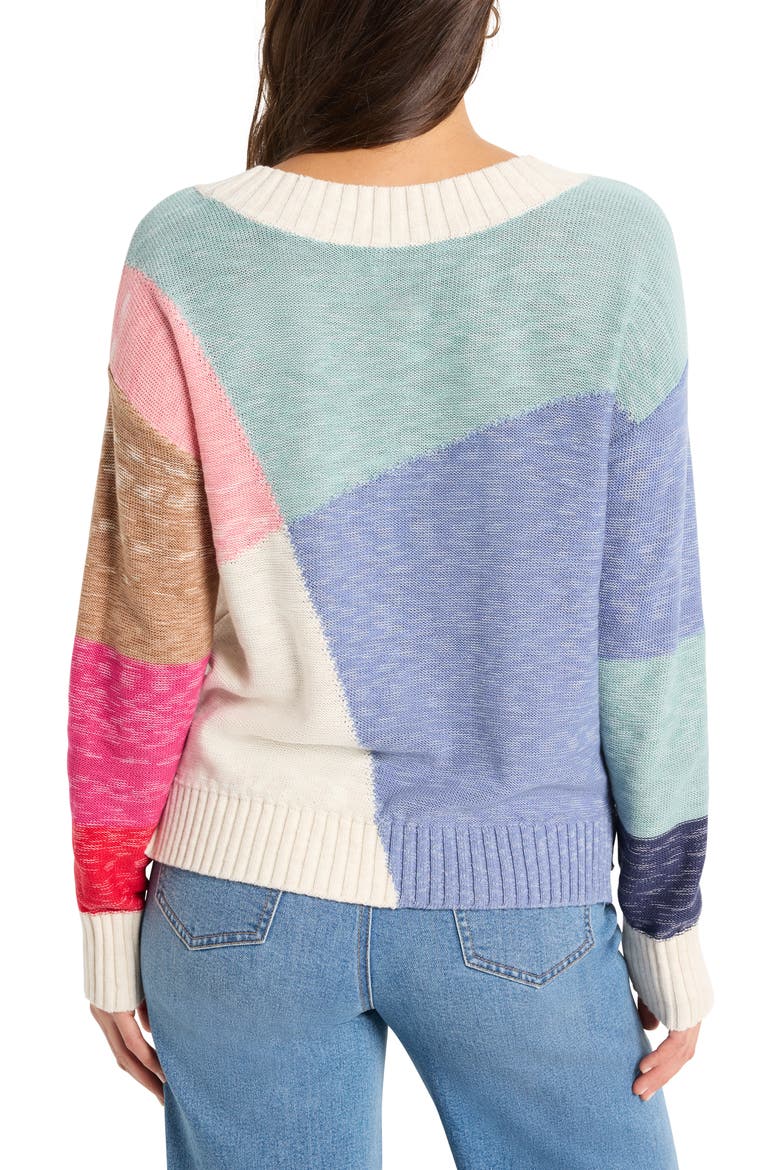 Color Crossing Colorblock Cotton Blend Sweater, Alternate, color, BLUE MULTI