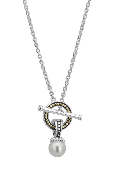 Luna Pearl Toggle Pendant Necklace