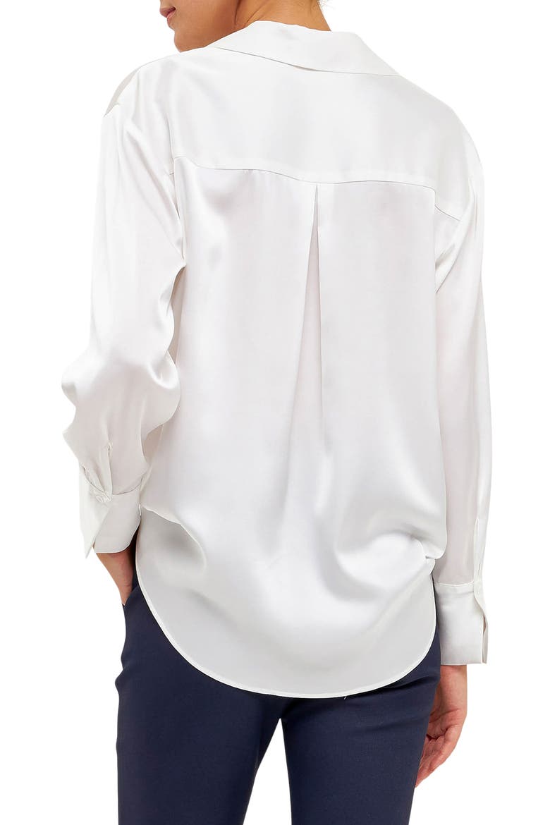 Satin Button-Up Shirt, Alternate, color, WHITE