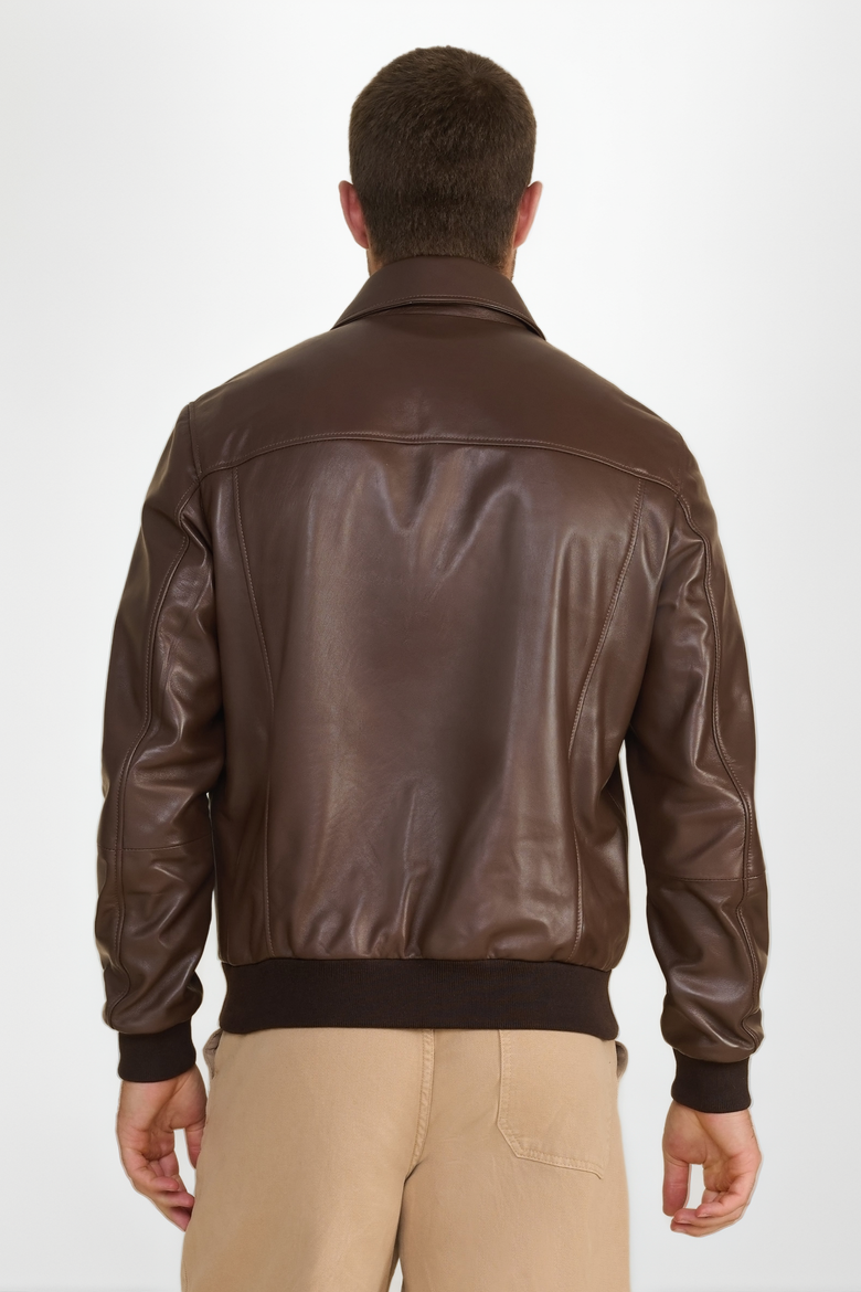 Mason Leather Bomber Jacket, Alternate, color, Brown
