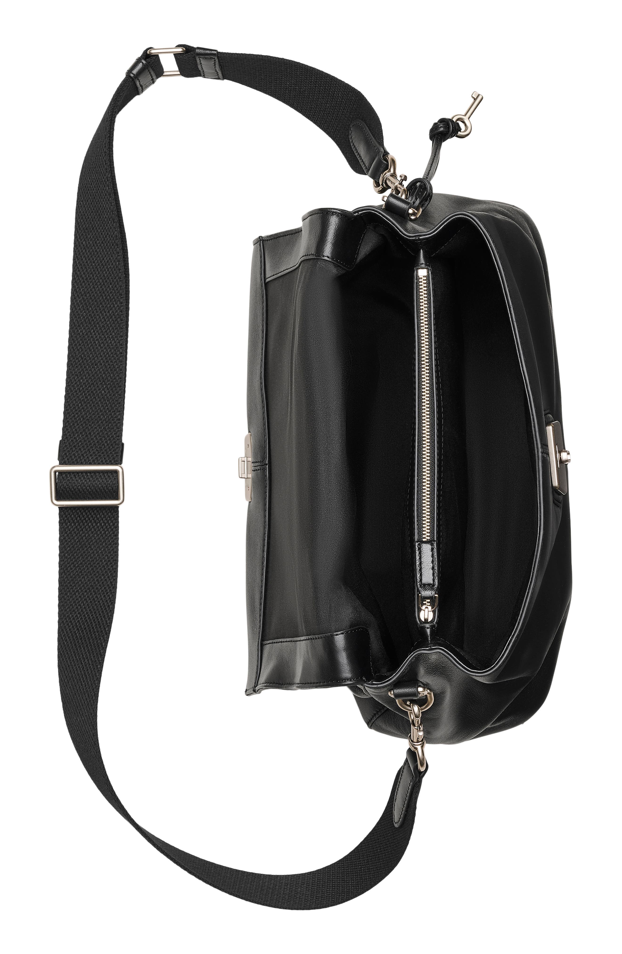 Marc Jacobs The Cristina Messenger Leather Shoulder Bag, Alternate, color, Black