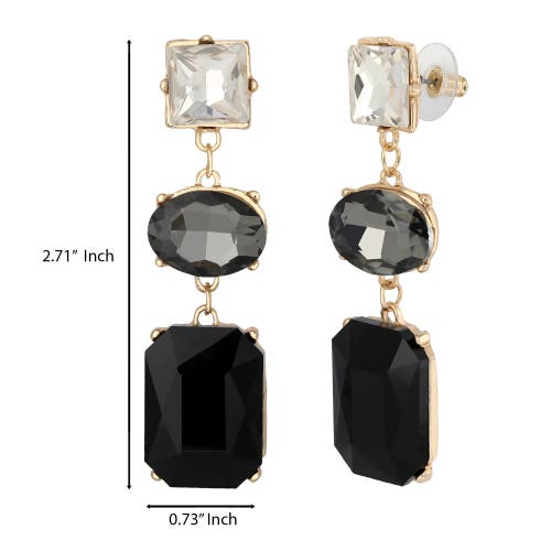 Jessica Simpson Black Crystal Drop Earrings In Black
