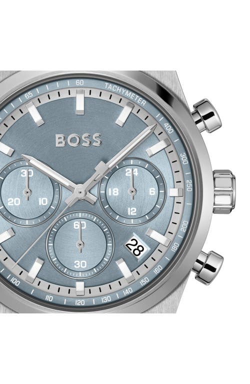Hugo Boss Boss Candor Chronograph Leather Strap Watch, 41mm In Ice Blue