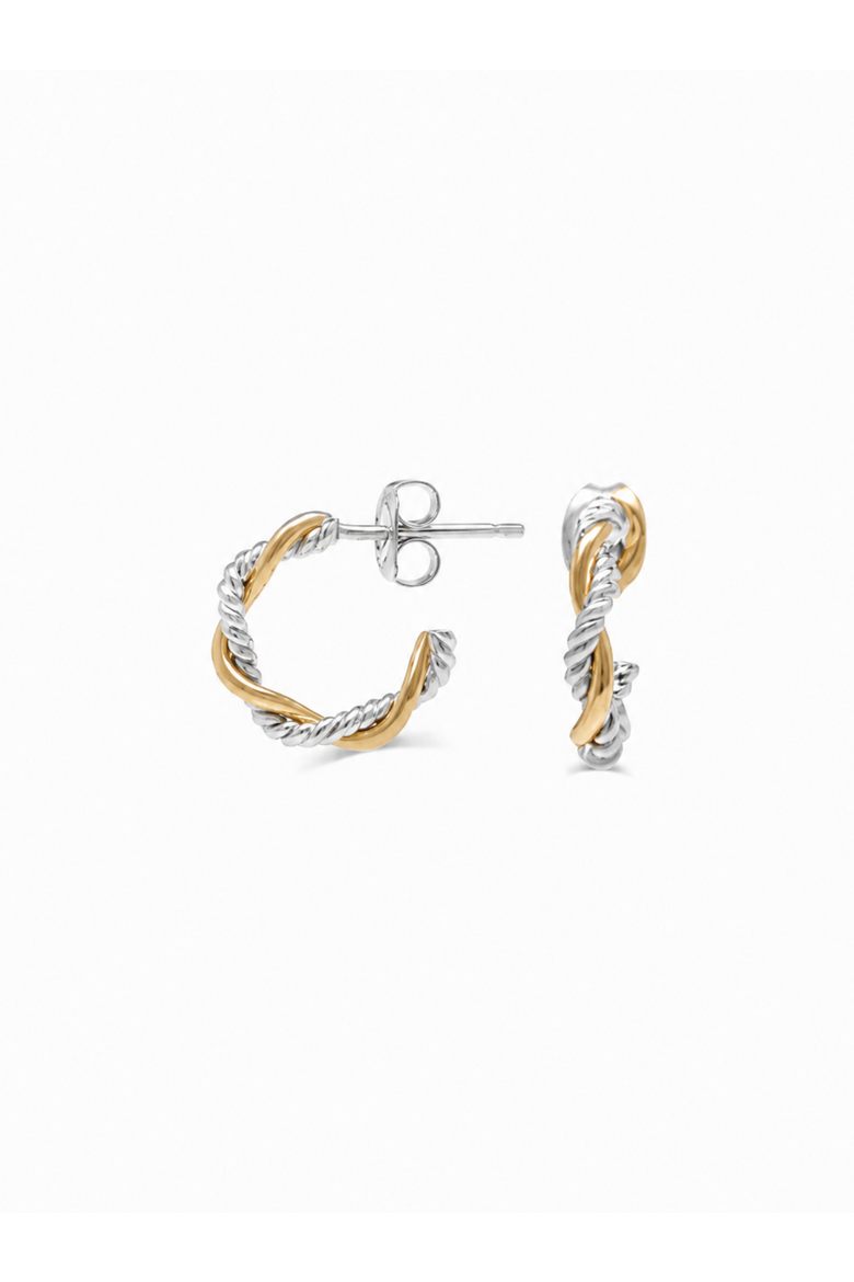 Faye Two-Tone Braided Mini Hoops, Alternate, color, Gold