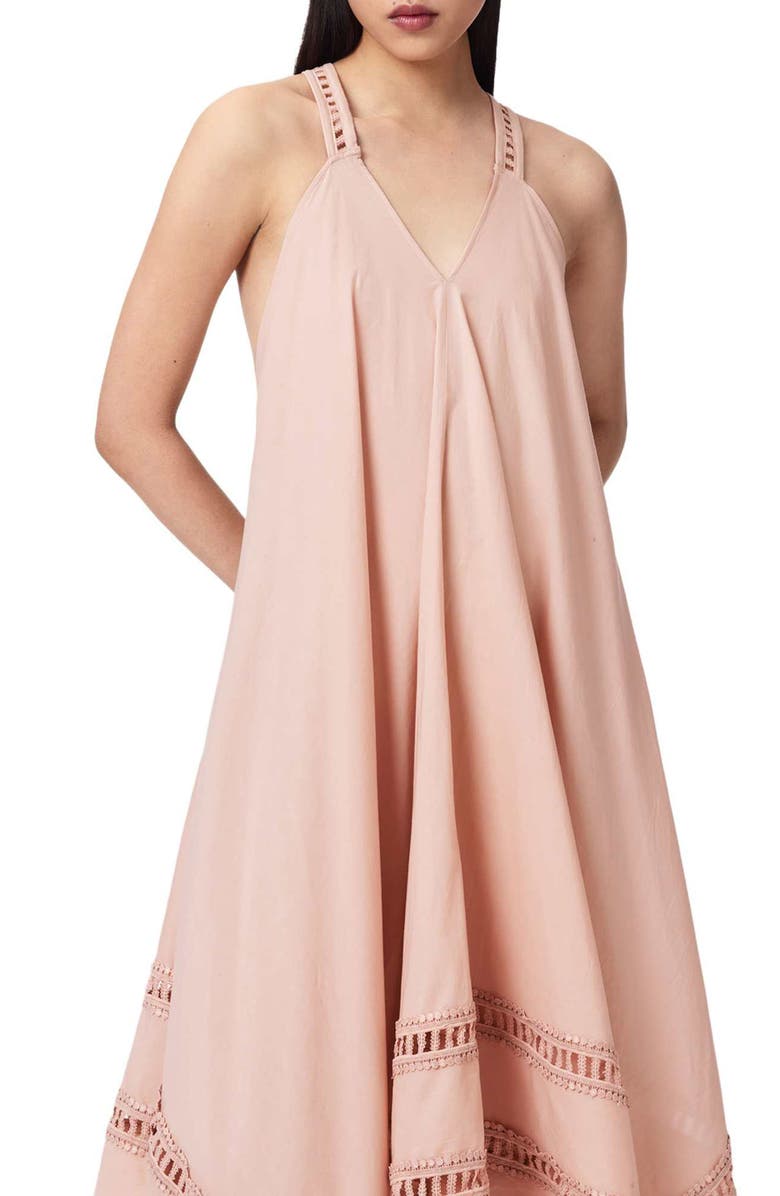 AllSaints Lil Handkerchief Hem Cotton Dress, Alternate, color, Blush Pink
