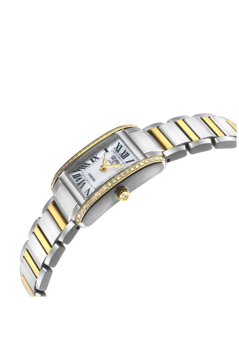 Regina Swiss Diamond Dial Bracelet Watch, 24mm x 32mm, Alternate, color, TWO TONED SS IPYG