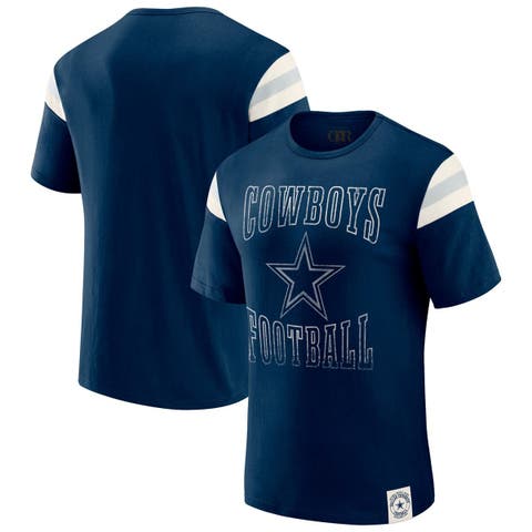 Men's Darius Rucker Collection by Fanatics Navy Dallas Cowboys Distressed Throwback Shoulder Stripe T-Shirt