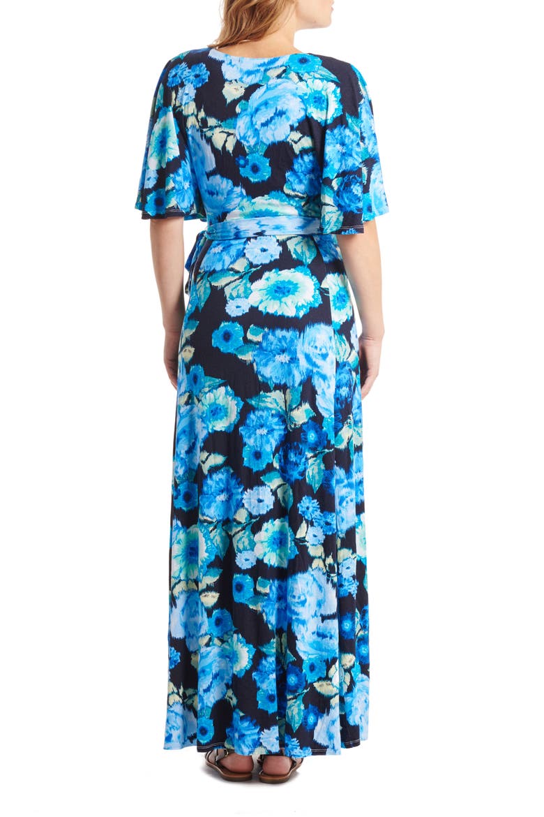 Asa Maternity/Nursing Maxi Wrap Dress, Alternate, color, AQUA ROSE