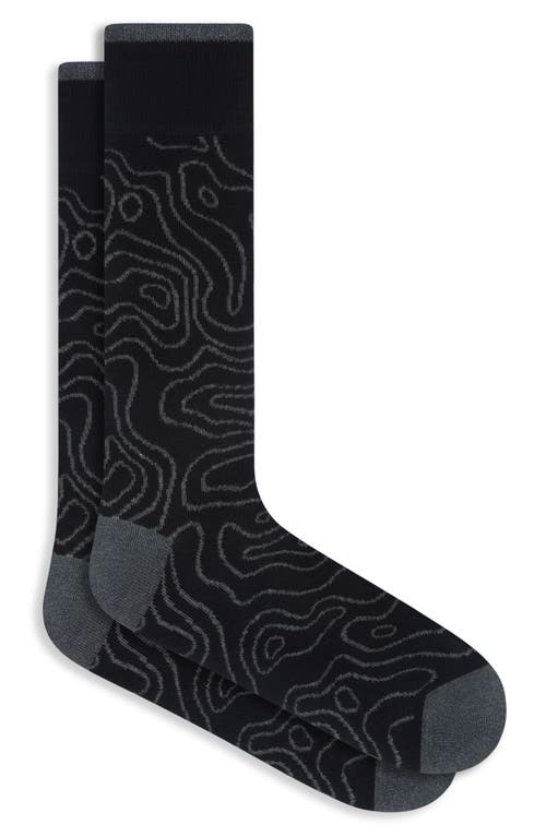 Bugatchi Abstract Pattern Cotton Blend Dress Socks In Black