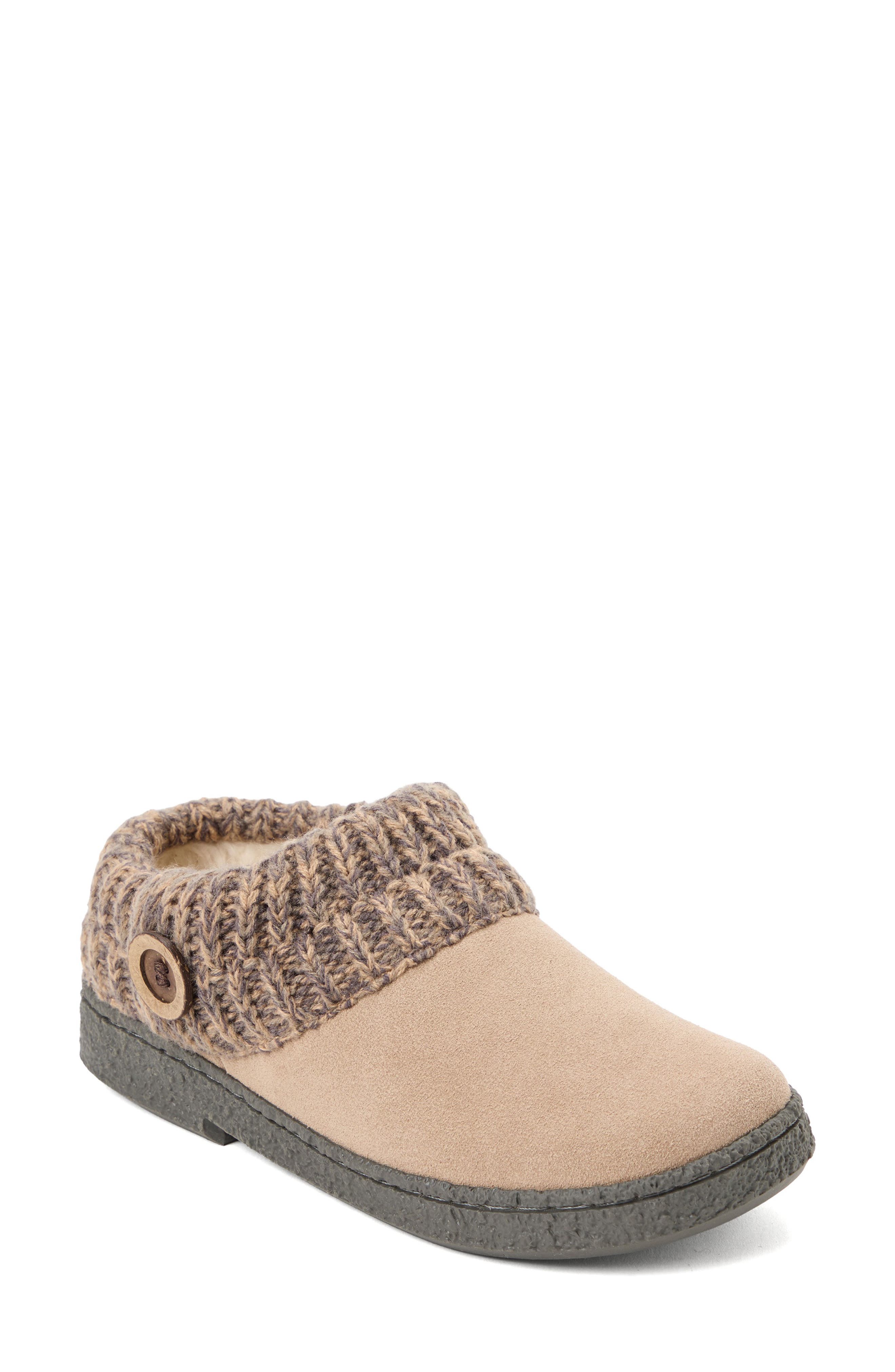 Knit Trim Suede Clog, Alternate, color, BELLA TAUPE