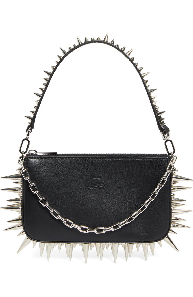 Christian Louboutin Loubila Spike Leather Shoulder Bag, Main, color,