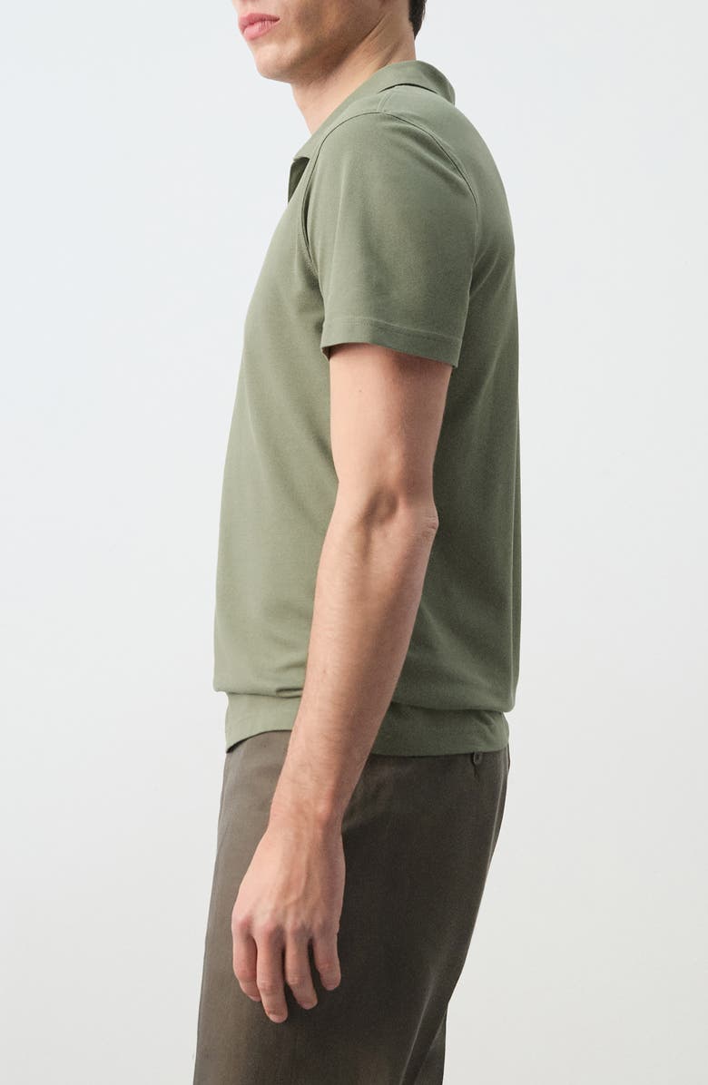 MANGO Slim Fit Stretch Cotton Blend Piqué Polo, Alternate, color, Khaki Green