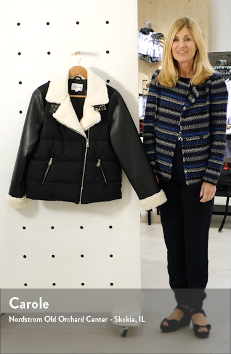 Faux Shearling & Faux Leather Puffer Jacket, sales video thumbnail