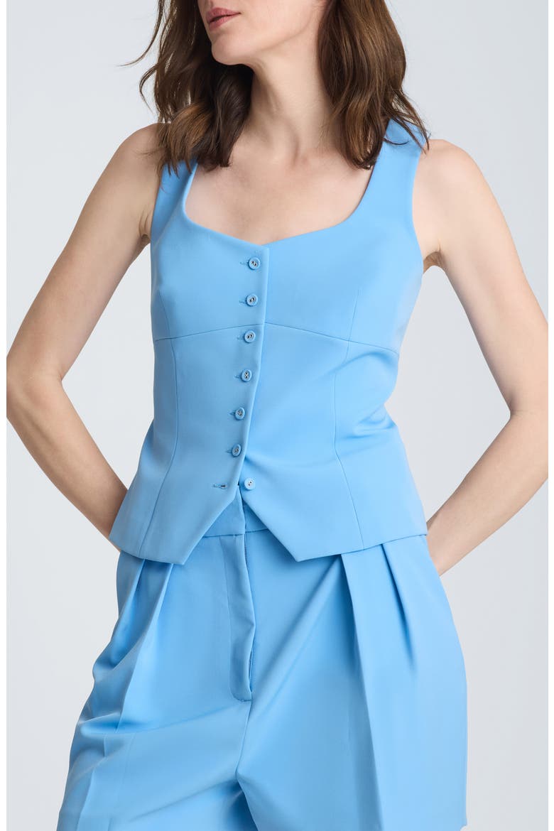 Bustier Button-Up Vest, Main, color, LAKE BLUE
