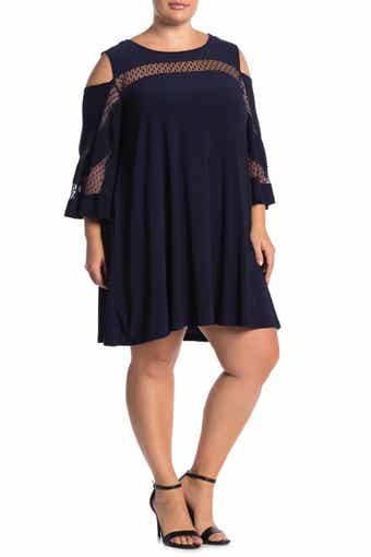 Nina Leonard Cold Shoulder Jewel Neck Miracle Dress