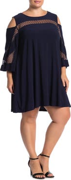 Nina Leonard Cold Shoulder Jewel Neck Miracle Dress